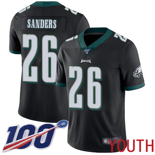 Youth Philadelphia Eagles 26 Miles Sanders Black Alternate Vapor Untouchable NFL Jersey Limited Player